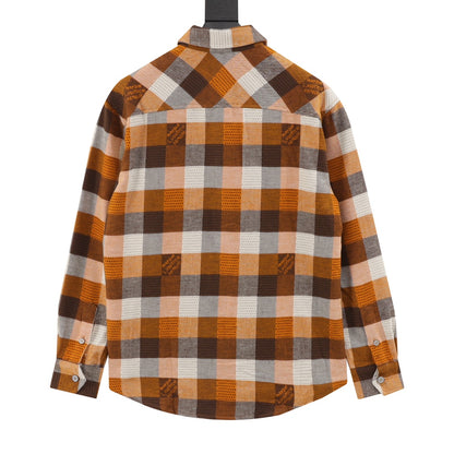 Orange Checkerboard Jacquard Flannel Shirt