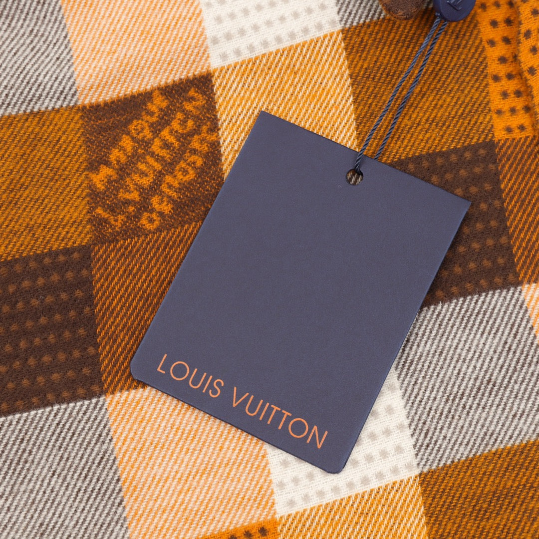 Orange Checkerboard Jacquard Flannel Shirt