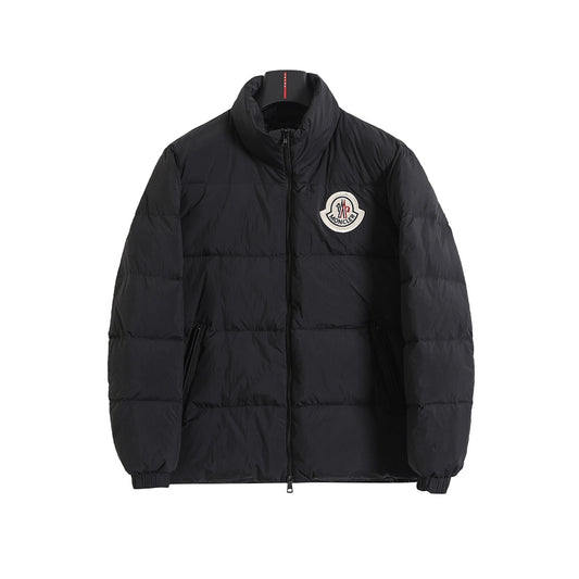 Classic logo badge stand collar down jacket