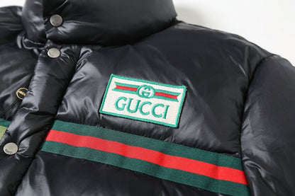 Classic Logo Red and Green Web Down Jacket