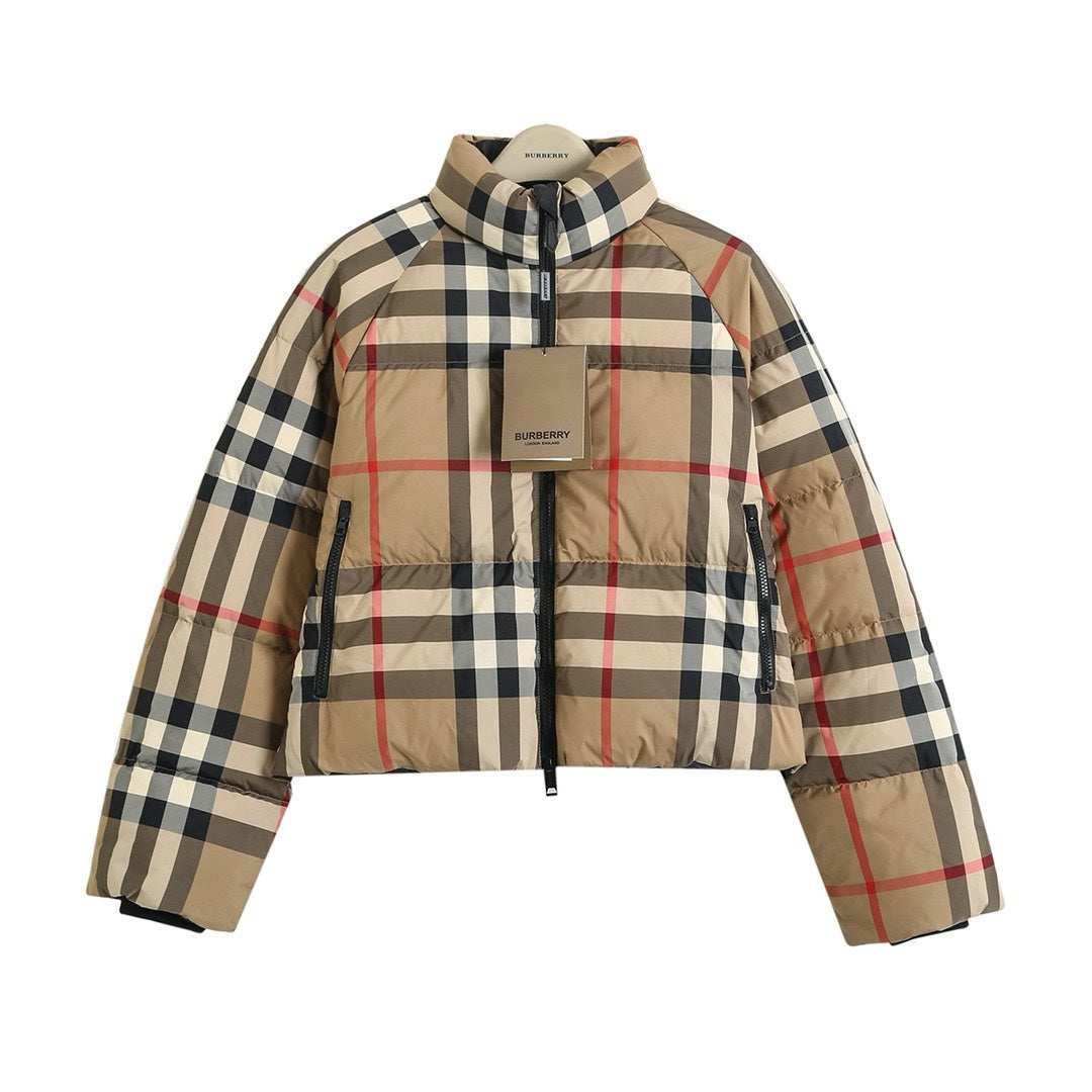 Classic Check Zip-Up Short Down Jacket