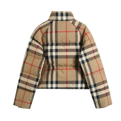 Classic Check Zip-Up Short Down Jacket