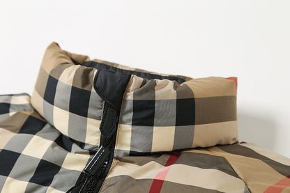 Classic Check Zip-Up Short Down Jacket