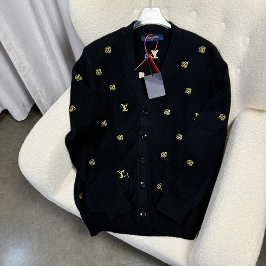 New autumn and winter full flower full print embroidery knitted jacket