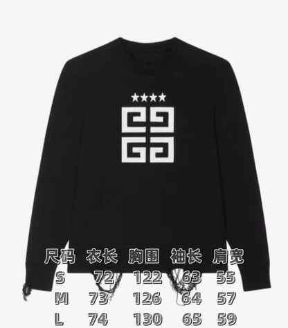 New autumn and winter star embroidered letter LOGO round neck sweater