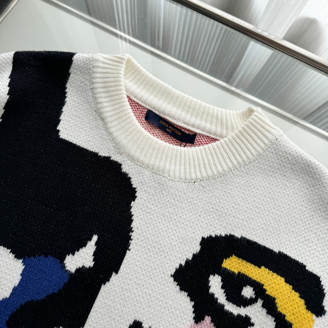 Human face crew neck sweater