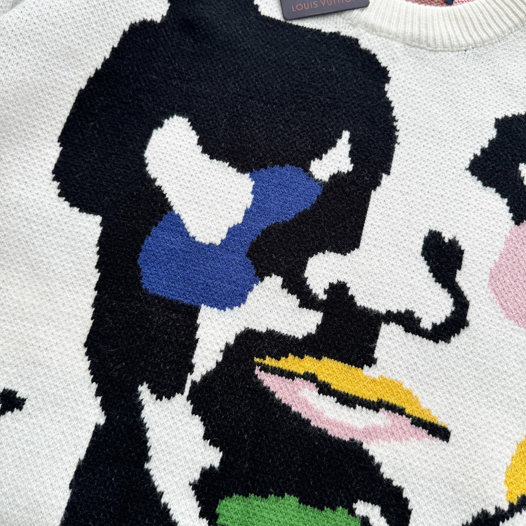 Human face crew neck sweater