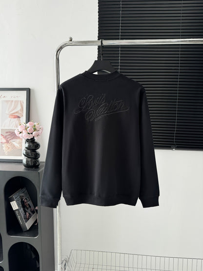 Crew neck sweatshirt with front and back signature embroidery