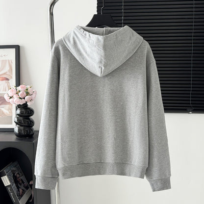 Round collar sweatshirt with small logo embroidery on the chest