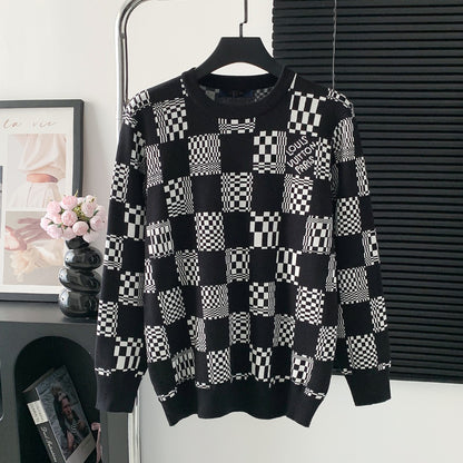 Black and white checkerboard sweater