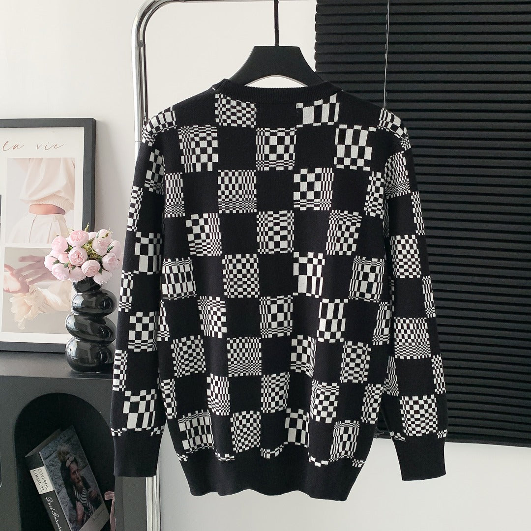 Black and white checkerboard sweater