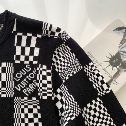 Black and white checkerboard sweater