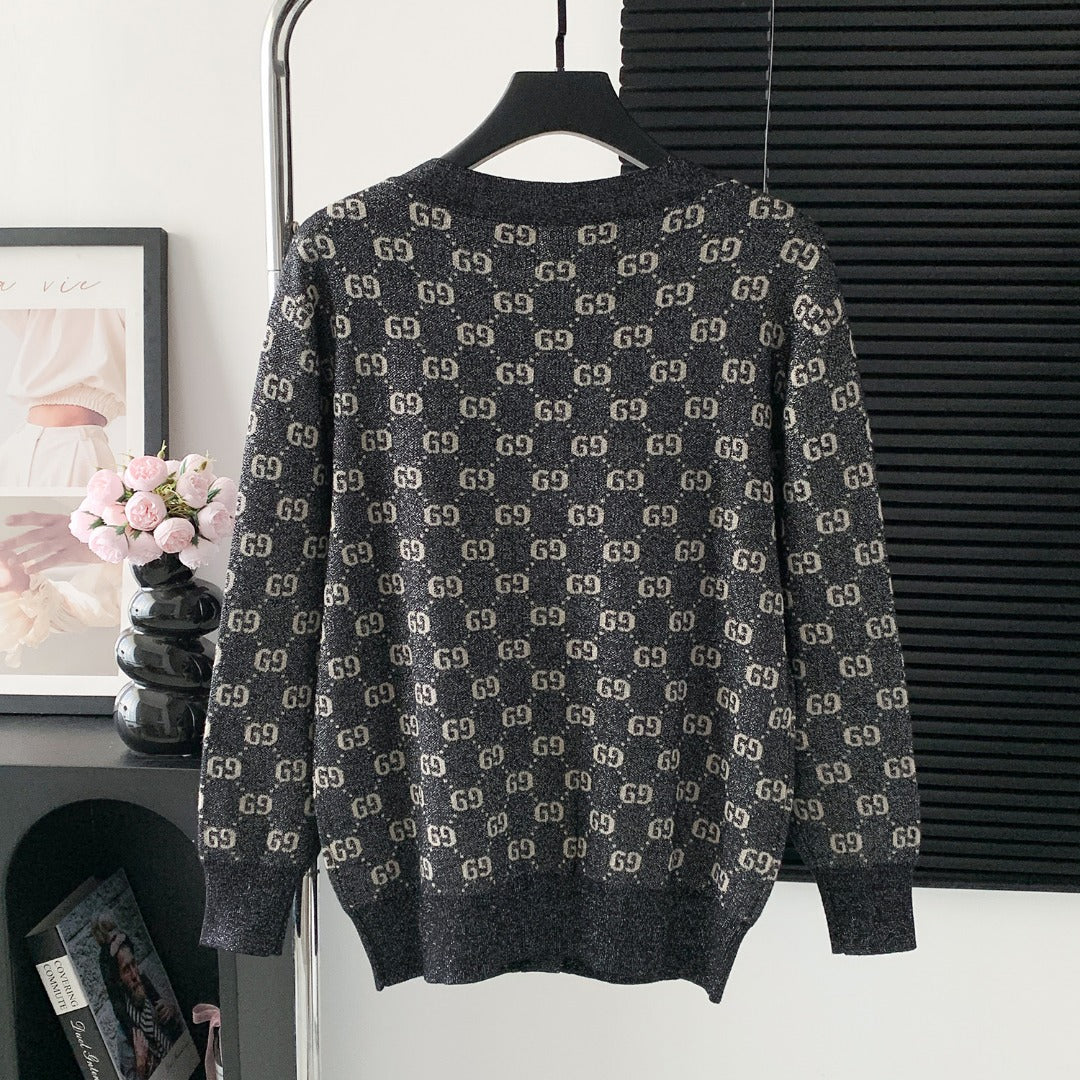 Autumn and winter double-sided jacquard round neck sweater