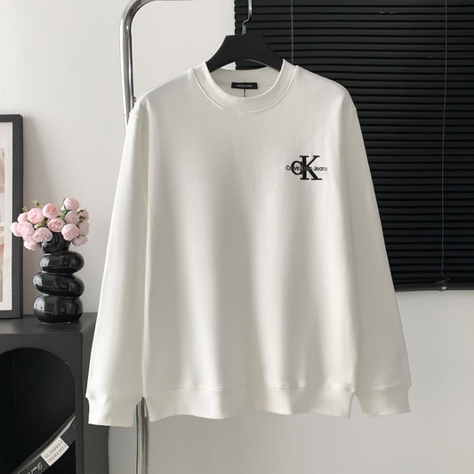 Lettering embroidered crew neck sweatshirt