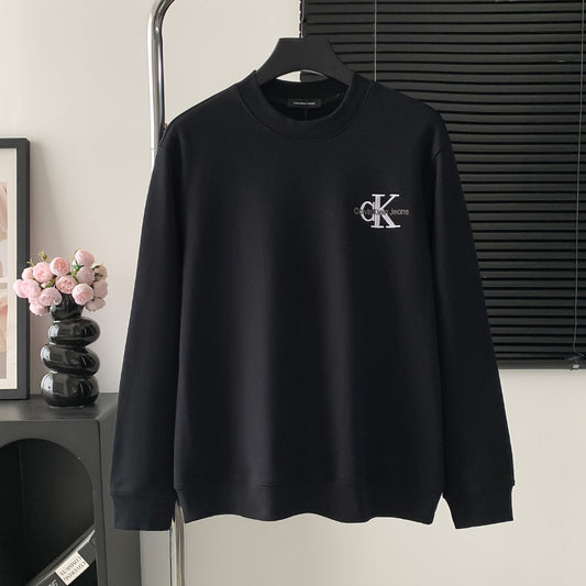 Lettering embroidered crew neck sweatshirt