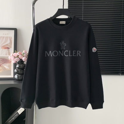 Monogram flame print small logo round neck sweatshirt