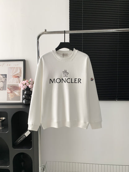 Monogram flame print small logo round neck sweatshirt