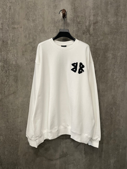 Patchwork embroidered crew neck long sleeve sweatshirt