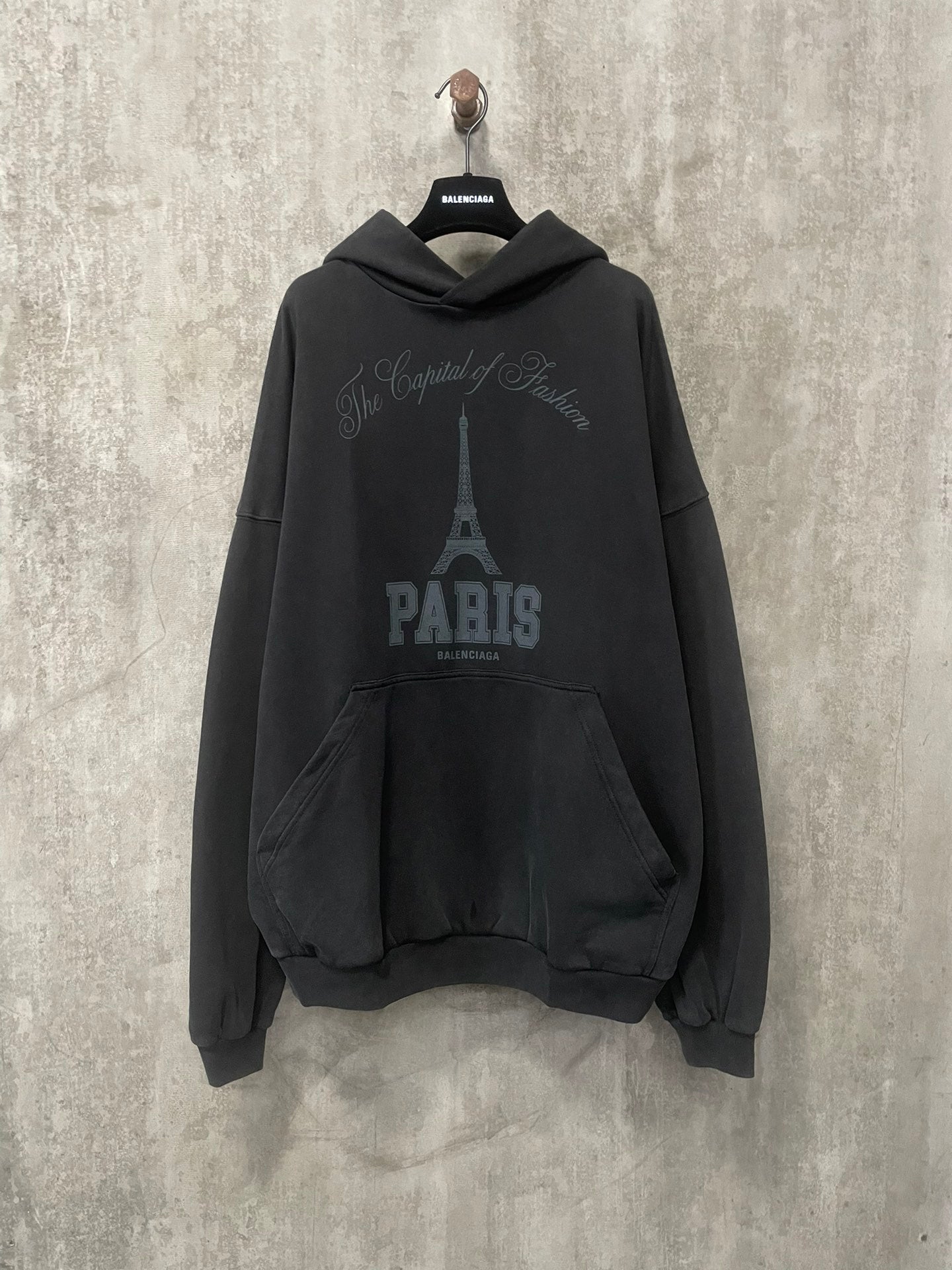 Tower Print Washed Distressed Hoodie