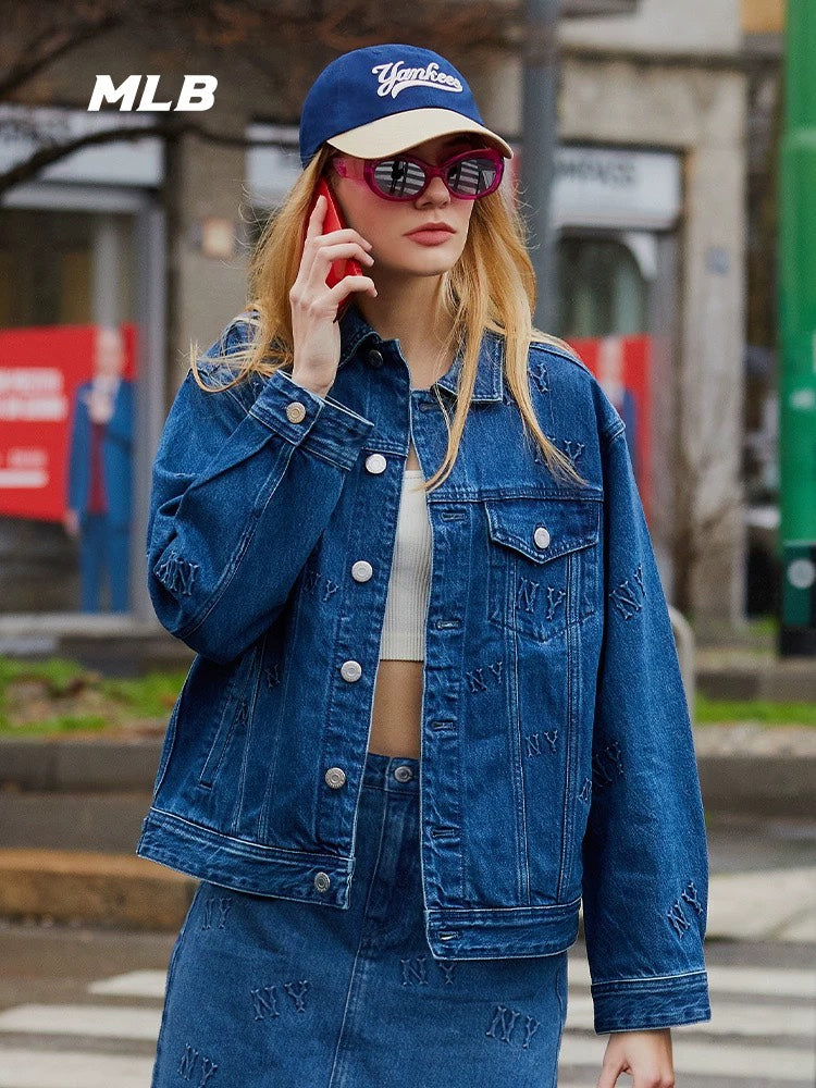 Jacquard Printed Denim Jacket Couple Style