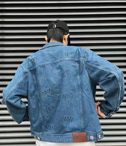 Jacquard Printed Denim Jacket Couple Style