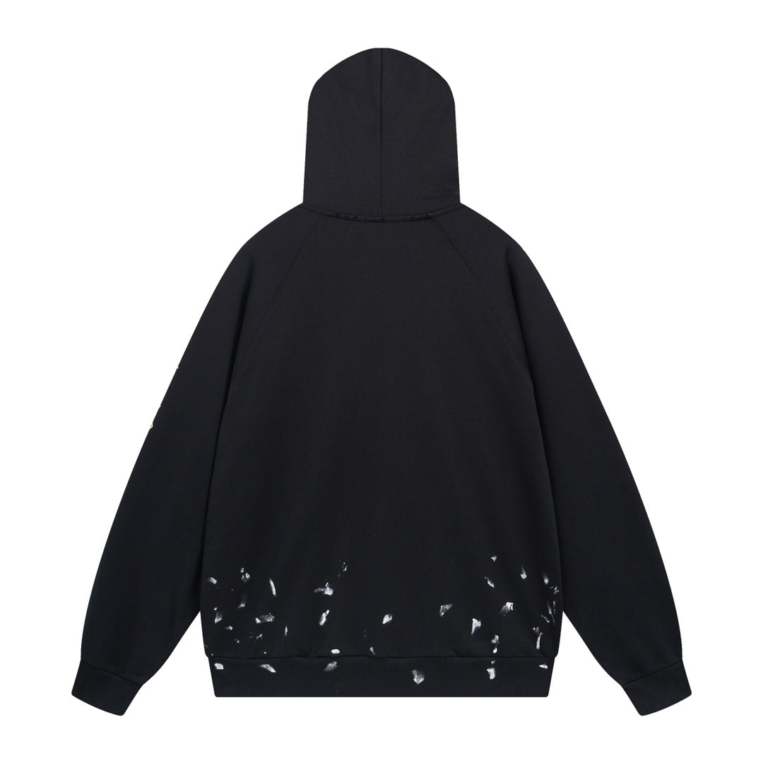 Printed hooded long-sleeved sweatshirt