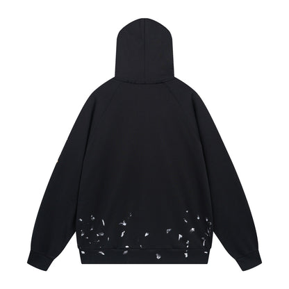 Printed hooded long-sleeved sweatshirt