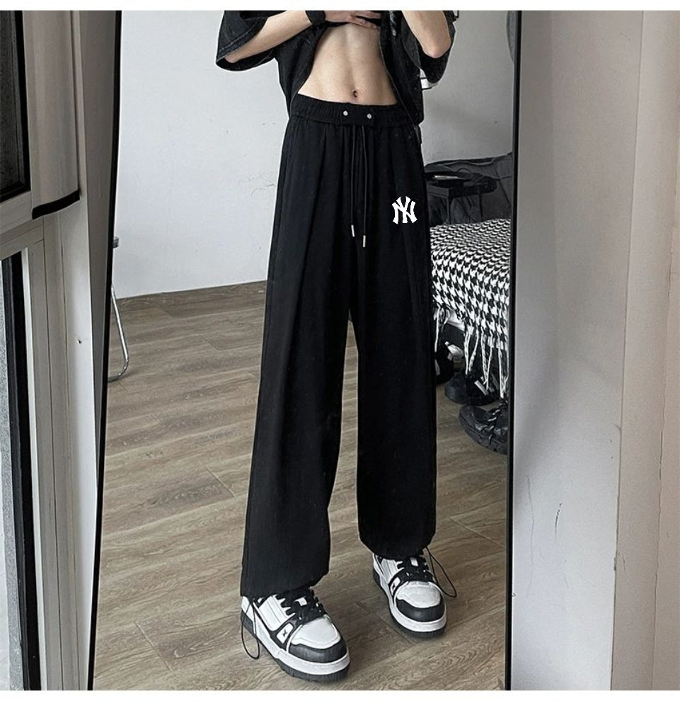 Summer ice silk pants couple loose straight drape casual pants