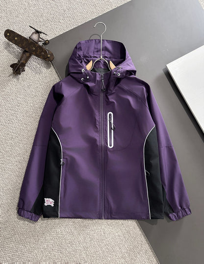 Zip-up hooded windbreaker jacket