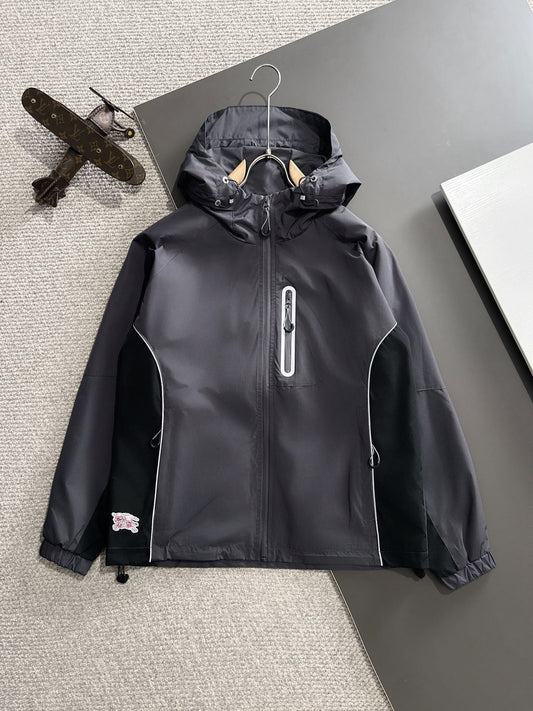 Zip-up hooded windbreaker jacket