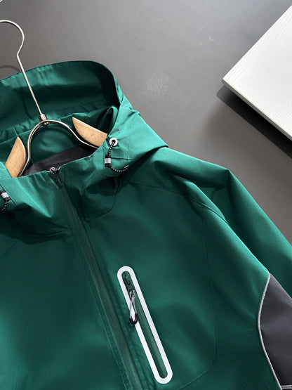 Zip-up hooded windbreaker jacket