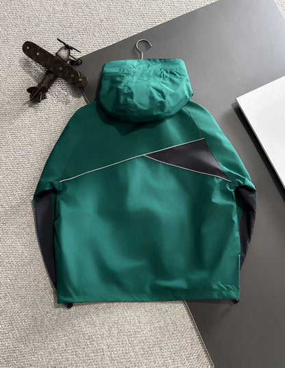 Zip-up hooded windbreaker jacket