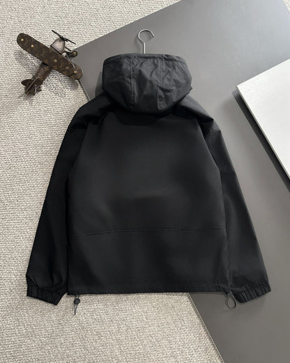 Zip-up hooded windbreaker jacket