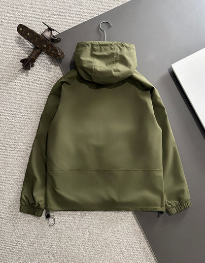 Zip-up hooded windbreaker jacket