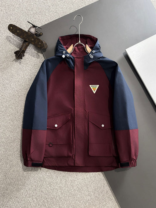 Zip-up hooded windbreaker jacket