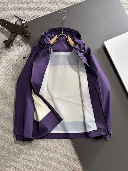 Zip-up hooded windbreaker jacket