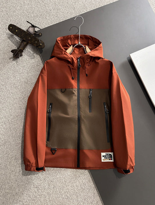 Zip-up hooded windbreaker jacket