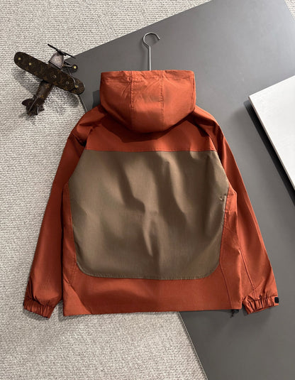 Zip-up hooded windbreaker jacket