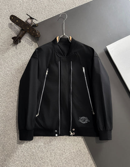 Zip-up hooded windbreaker jacket