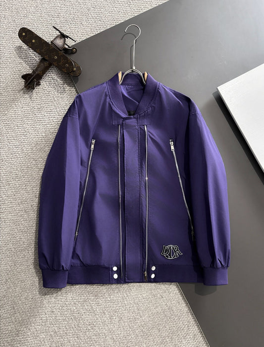 Zip-up hooded windbreaker jacket