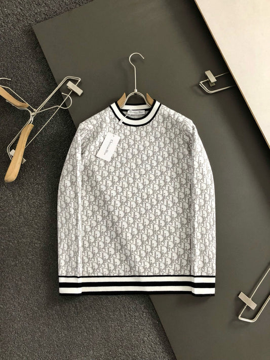 Grey alphabetical jacquard fusion sweater