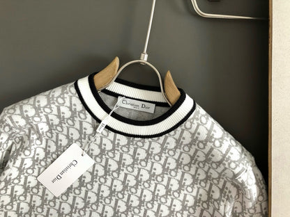 Grey alphabetical jacquard fusion sweater